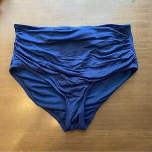 Merona High Waisted Ruched Bikini Bottoms Navy Blue Small Swim High Rise